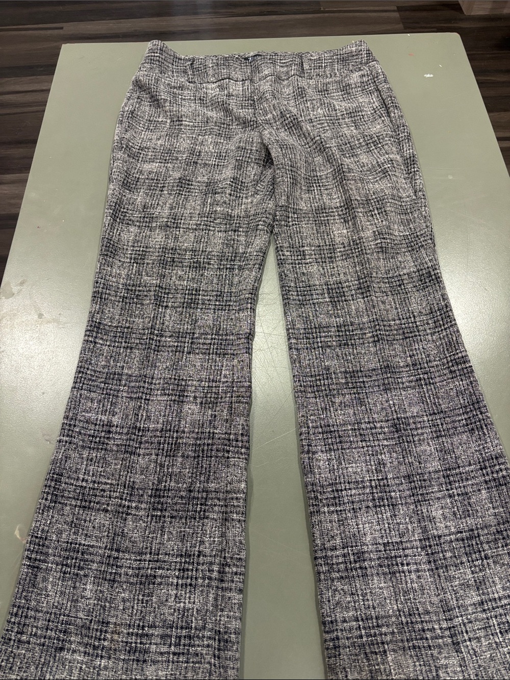 New York & Company Black and Gray Plaid Wide-Leg Ponte Pants